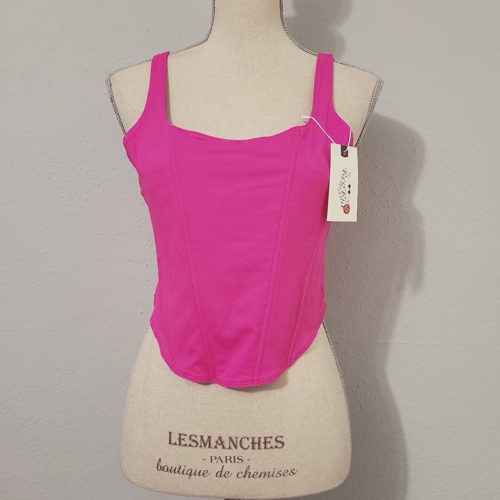 REORIA Women's Summer Square Neck Sleeveless‎ Trendy Bustier Corset Crop NWT XL